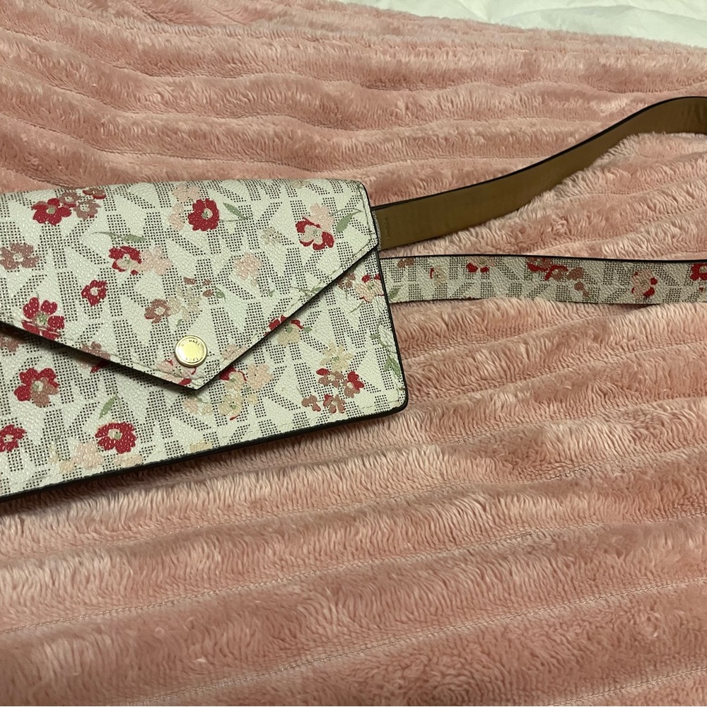 Michael Kors Floral Beige and Red Crossbody Bag